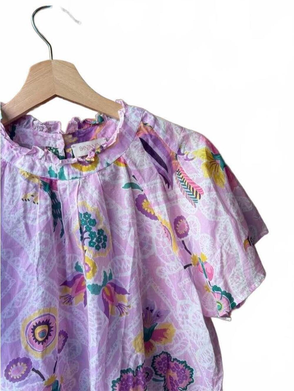 Banjanan Floral Bird Print Blouse Sz Large